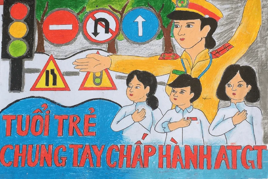 Những bức tranh vẽ về an toàn giao thông đơn giản, đẹp, đầy ý nghĩa.