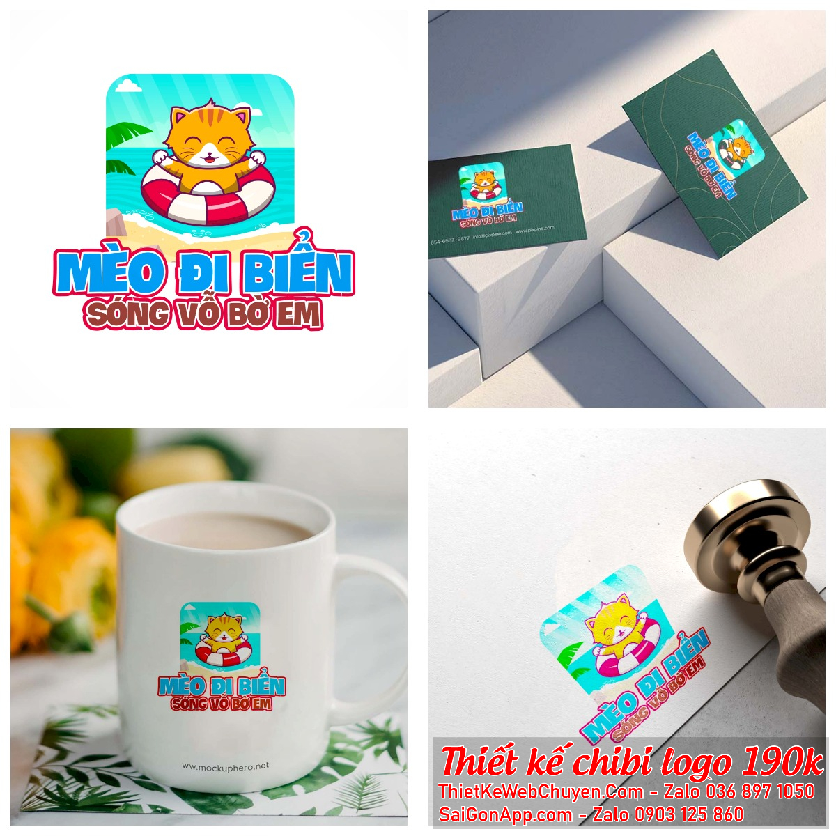 MẪU THIẾT KẾ LOGO CHIBI CON MÈO 190K CUTE DỄ THƯƠNG