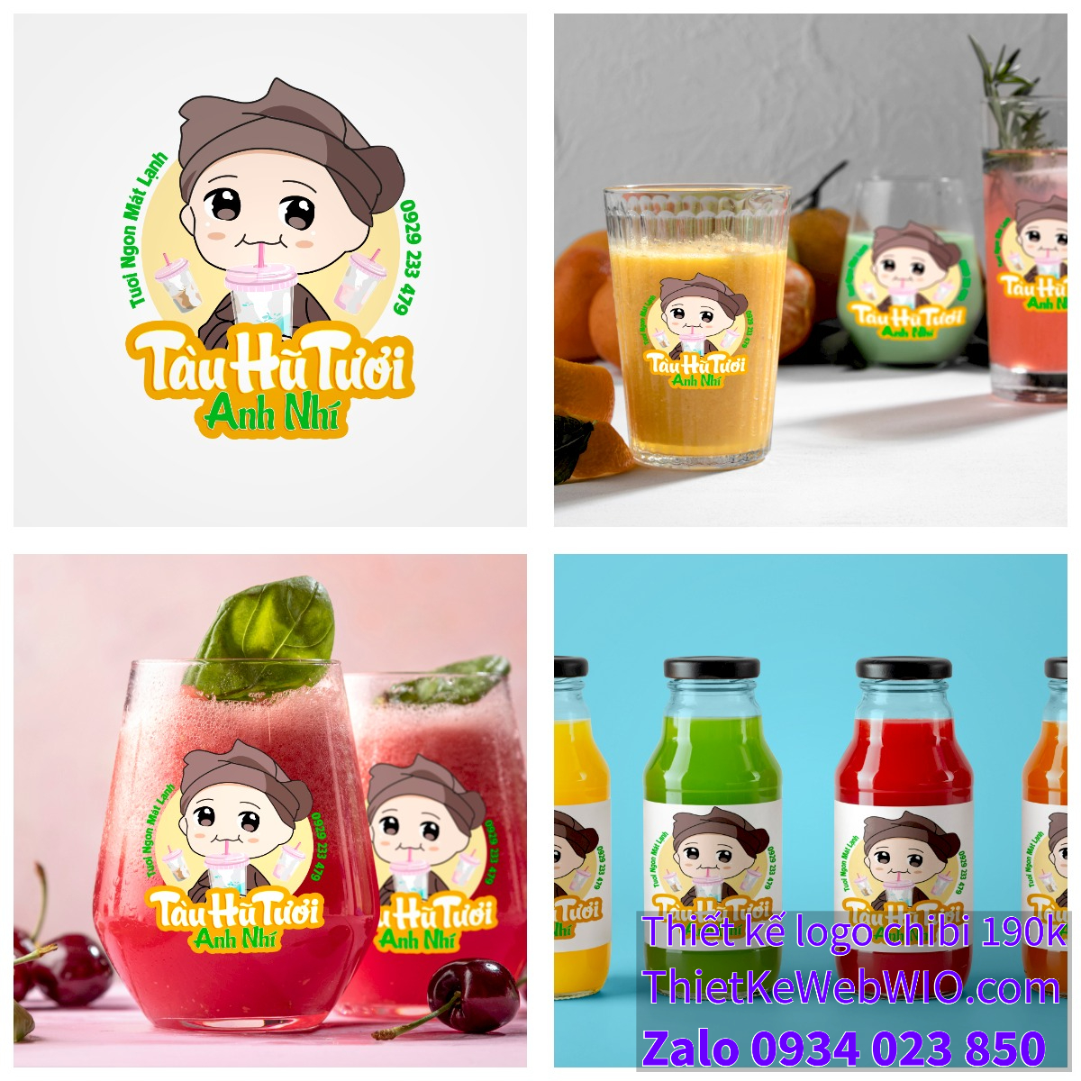 Thiết kế logo vẽ CHIBI trà sữa, chipi ăn vặt 190k cute hoạt hình người