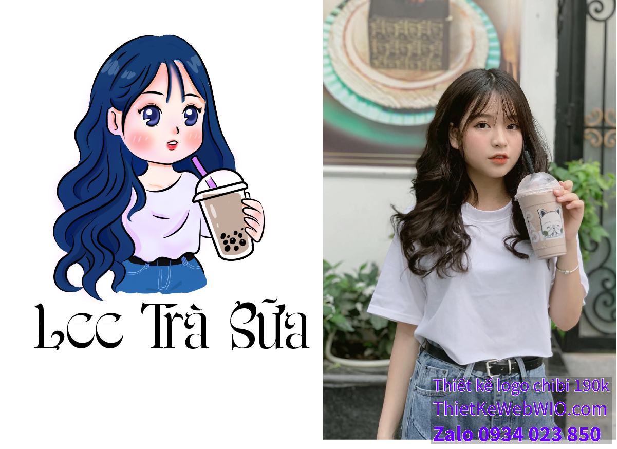 Thiết kế logo vẽ CHIBI trà sữa, chipi ăn vặt 190k cute hoạt hình người