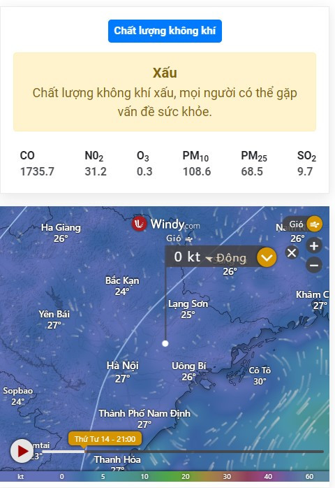 Thời tiết Xã Thượng Lan - Việt Yên - Bắc Giang hôm nay