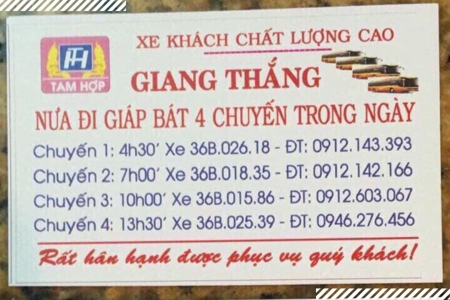 Nhà Xe Giang Thắng: Cập nhật giá, trạm dừng, sđt, giờ chạy