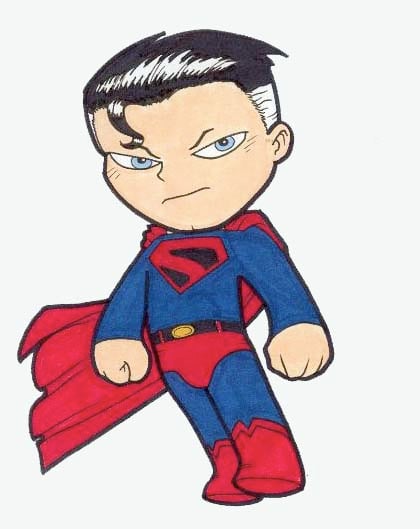 Chibi Siêu Nhân - Bức tranh siêu đẹp và dễ thương về Superman