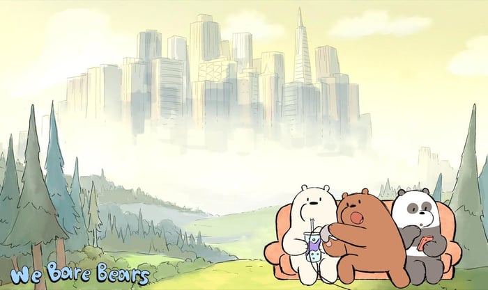 Bức tranh nền We Bare Bears đẹp lung linh