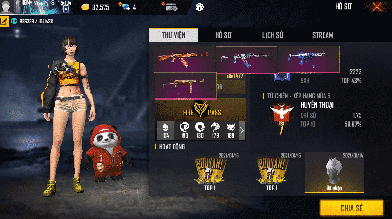 Ảnh Free Fire giàu, ảnh nick Free Fire giàu, ảnh acc Free Fire giàu